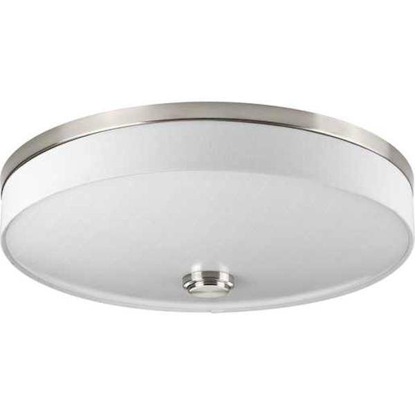 16" 17 watt 120 volt 3000K Brushed Nickel Off-White Linen Shade Linen Glass Diffuser LED Light Fixture