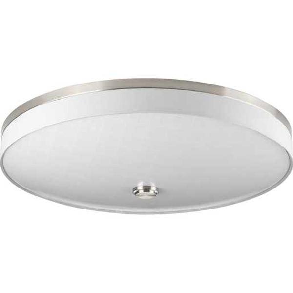 22" 17 watt 120 volt 3000K Brushed Nickel Off-White Linen Shade Linen Glass Diffuser LED Light Fixture