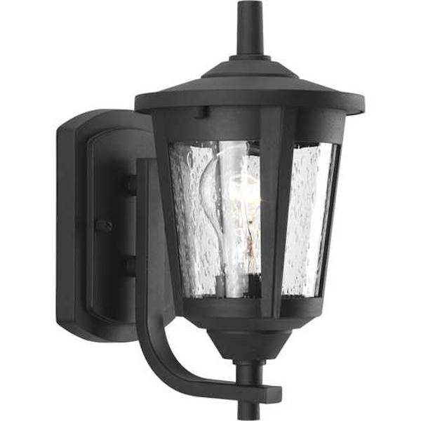 1 Light Black with Clear Seeded Glass Small East Haven Wall Light Fixture