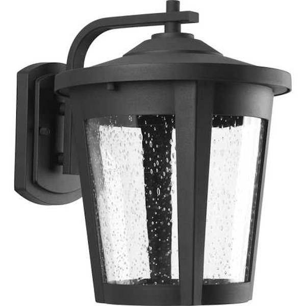 17 watt 120 volt 3000K Natural White Black Clear Seeded Glass Outdoor Point East Haven LED Wall Light Fixture