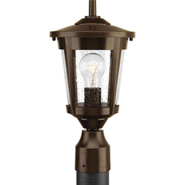 1 Light Antique Bronze with Clear Seeded Glass East Haven Post Top Light Fixture