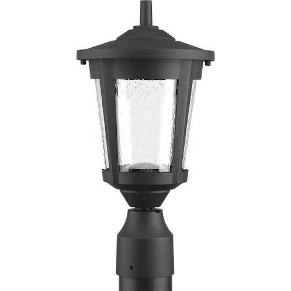 9 watt 120 volt 3000K Natural White Black Clear Seeded Glass Outdoor Point East Haven LED Post Top Light Fixture