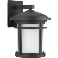 Progress Lighting 17 watt 120 volt 3000K Natural White Black Etched White Linen Glass Outdoor Wish LED Wall Light Fixture