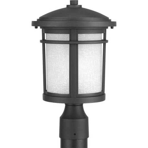 9 watt 120 volt 3000K Natural White Black Etched Etched White Linen Glass Outdoor Wish LED Post Top Light Fixture