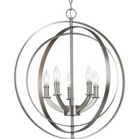 Progress Lighting 5 Light Brushed Silver Coastal Style Equinox Collection Pendant Light Fixture