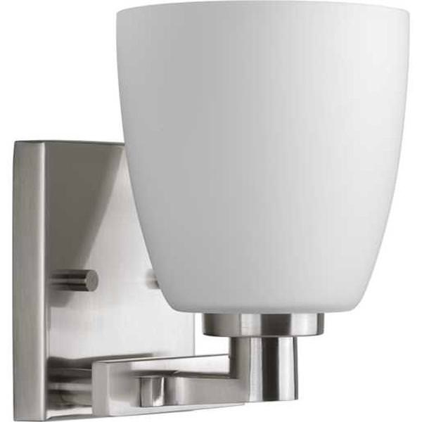 1 Light 120 volt Brushed Nickel Vanity Etched Opal Glass Light Fixture