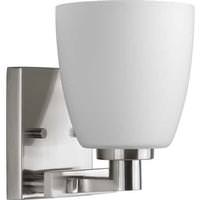 Progress Lighting 1 Light 120 volt Brushed Nickel Vanity Etched Opal Glass Light Fixture