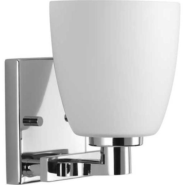 1 Light 120 volt Polished Chrome Vanity Etched Opal Glass Light Fixture