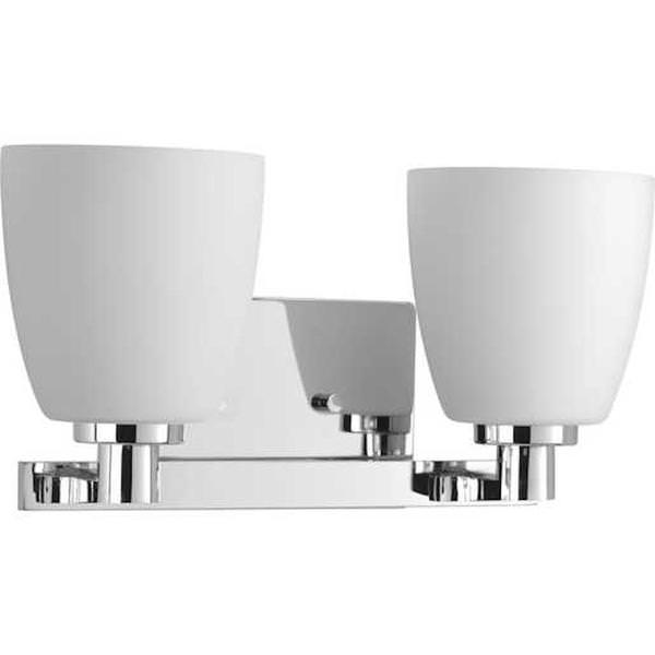 2 Light 120 volt Polished Chrome Vanity Etched Opal Glass Light Fixture