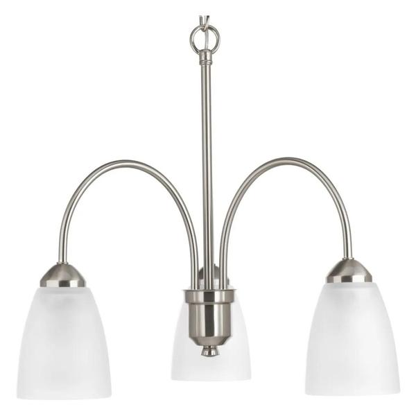 3 Light Brushed Nickel Etched Glass Shade Chandelier Light Fixture