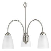Progress Lighting 3 Light Brushed Nickel Etched Glass Shade Chandelier Light Fixture