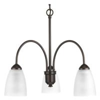 Progress Lighting 3 Light Antique Bronze Etched Glass Shade Chandelier Light Fixture