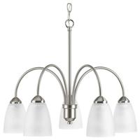 Progress Lighting 5 Light Brushed Nickel Etched Glass Shade Chandelier Light Fixture