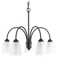Progress Lighting 5 Light Antique Bronze Etched Glass Shade Chandelier Light Fixture