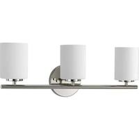View 3 Light 120 volt Polished Nickel Vanity Etched White Glass Light Fixture