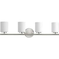 Progress Lighting 4 Light 120 volt Brushed Nickel Vanity Etched White Glass Light Fixture