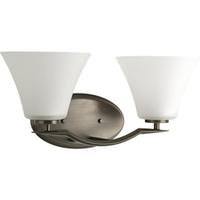 View 2 Light 120 volt Antique Bronze Vanity Clear Etched Glass Light Fixture
