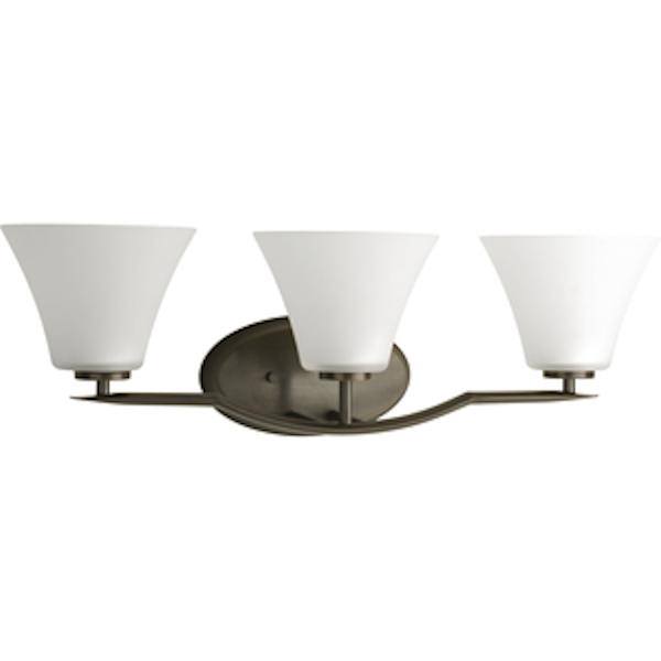 3 Light 120 volt Antique Bronze Vanity Clear Etched Glass Light Fixture