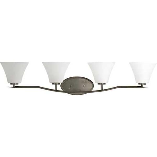 4 Light 120 volt Antique Bronze Vanity Clear Etched Glass Light Fixture