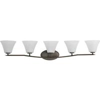 Progress Lighting 5 Light 120 volt Antique Bronze Vanity Clear Etched Glass Light Fixture