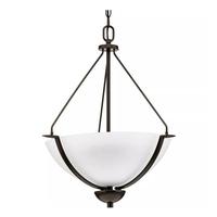 Progress Lighting 3 Light Antique Bronze Etched Glass Shade Pendant Light Fixture
