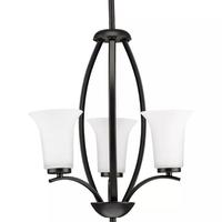 Progress Lighting 3 Light Antique Bronze Etched White Glass Panels Hall & Foyer Light Fixture