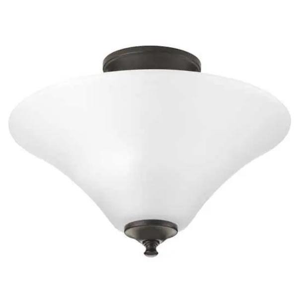 2 Light 120 volt Antique Bronze Etched Glass Bowl Semi-Flush Ceiling Light Fixture