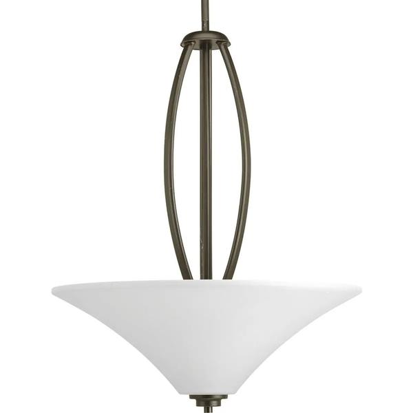 3 Light Antique Bronze Etched White Glass Panels Hall & Foyer Light Fixture