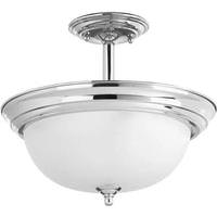 Progress Lighting 2 Light 120 volt Polished Chrome Alabaster Glass Bowl Ceiling Light Fixture