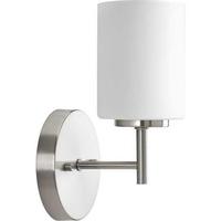 Progress Lighting 1 Light 120 volt Brushed Nickel Vanity Etched White Glass Light Fixture