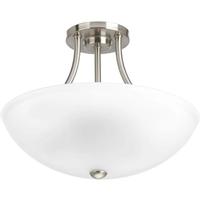 Progress Lighting 2 Light 120 volt Brushed Nickel Etched Glass Bowl Ceiling Light Fixture