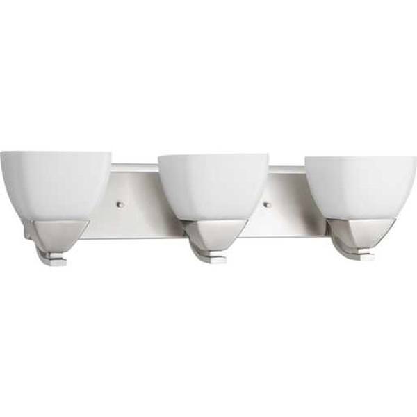 3 Light 120 volt Brushed Nickel Vanity Etched Glass Light Fixture
