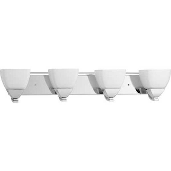 4 Light 120 volt Polished Chrome Vanity Etched Glass Light Fixture