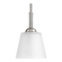 Progress Lighting 1 Light Brushed Nickel Etched Glass Shade Mini Pendant Light Fixture