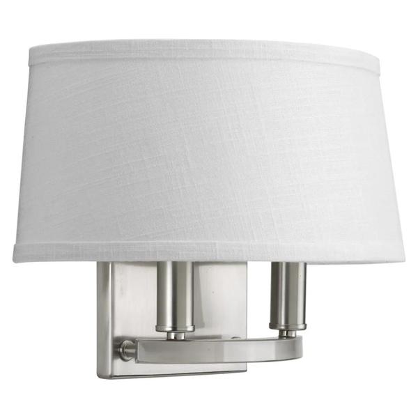 2 Light 120 volt Brushed Nickel Vanity Linen Fabric Shade Light Fixture