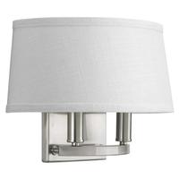 Progress Lighting 2 Light 120 volt Brushed Nickel Vanity Linen Fabric Shade Light Fixture