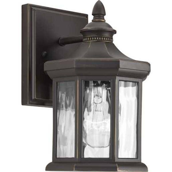 1 Light Antique Bronze with Clear Water Glass Edition Small Wall Light Fixture