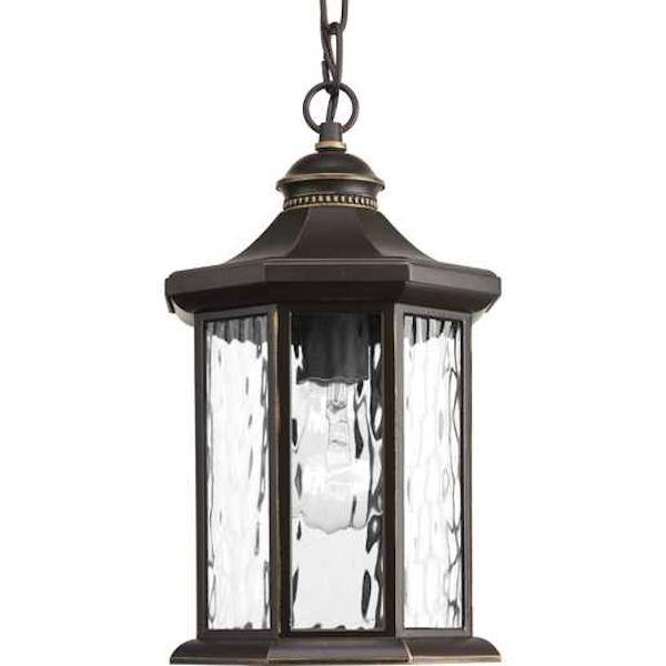 1 Light Antique Bronze with Clear Glass Hanging Lantern Light Fixture