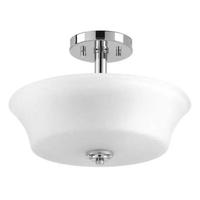 Progress Lighting 2 Light 120 volt Polished Chrome Etched Glass Bowl Semi-Flush Ceiling Light Fixture