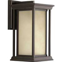 Progress Lighting 1 Light Antique Bronze with Etched Umber Linen Glass Medium Endicott Wall Light Fixture