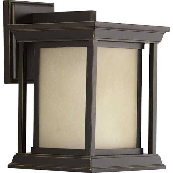 1 Light Antique Bronze with Etched Umber Linen Glass Endicott Wall Light Fixture