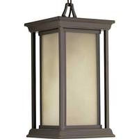 Progress Lighting 1 Light Antique Bronze with Etched Umber Linen Glass Endicott Hanging Light Fixture