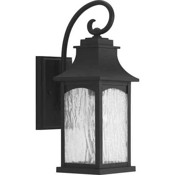 1 Light Black with Clear Seeded Glass Small Wall Light Fixture