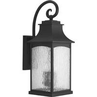 Progress Lighting 3 Light Black with Clear Seeded Glass Large Wall Light Fixture