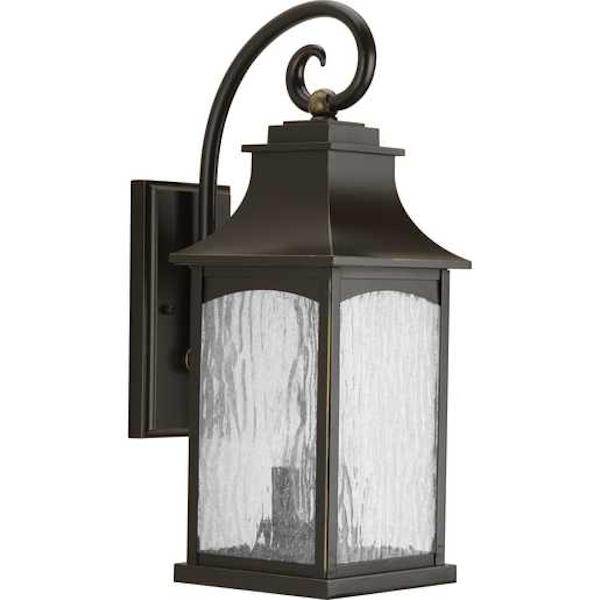 2 Light Oil Rubbed Bronze with Clear Seeded Glass Medium Wall Light Fixture