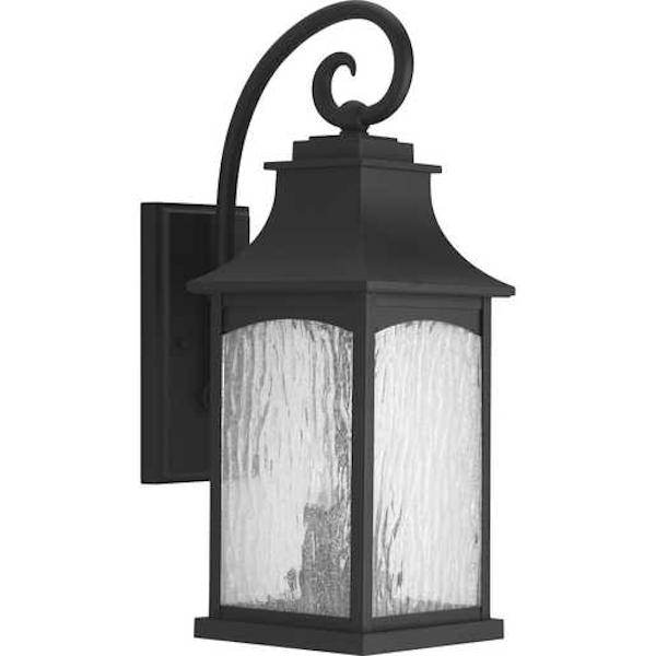2 Light Black with Clear Seeded Glass Medium Wall Light Fixture