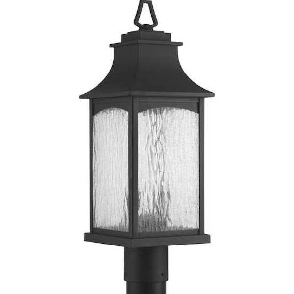 2 Light Black with Water Clear Seeded Glass Wall Light Fixture