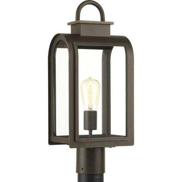 1 Light Oil Rubbed Bronze with Clear Beveled Glass Refuge Post Top Light Fixture