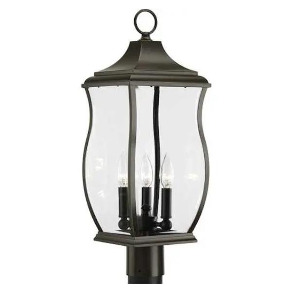 3 Light Black with Clear Beveled Glass Wall Light Fixture