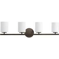 Progress Lighting 4 Light 120 volt Antique Bronze Vanity Etched White Glass Light Fixture